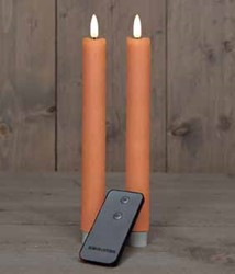 LEDkaarsen Anna's Collection LED kaars 3D Flame Candle Rustiek Peach oranje met afstandsbediening D 2,5 H 23 cm /2 stuks Ledcandle voor bloemschikken en decoratie
