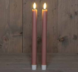 Actie LEDkaarsen Antique Pink Anna's Collection LED kaars 3D Flame Candle  D 2,5 H 23 cm /2 stuks Ledcandle voor bloemschikken en decoratie