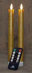 LEDkaarsen Rustiek GOUD Gold Anna's Collection LED kaars 3D Flame Candle met afstandsbediening D 2,5 H 23 cm /2 stuks Ledcandle voor bloemschikken en decoratie