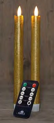 LEDkaarsen Rustiek GOUD Gold Anna's Collection LED kaars 3D Flame Candle met afstandsbediening D 2,5 H 23 cm /2 stuks Ledcandle voor bloemschikken en decoratie