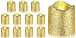 Actie Led Minikaarsje GOUD GLITTER         PER STUK! mooi klein kaarsje, kunnen in waxinehouder