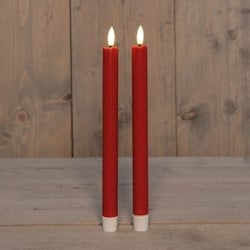 Actie LEDkaarsen Rood Anna's Collection LED kaars 3D Flame Candle D 2,5 H 23 cm /2 stuks Timer Ledcandle voor bloemschikken en decoratie