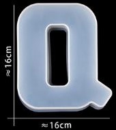Siliconenmal 16 cm Letter Q voor Epoxy Resin, Zeep, Kaars etc