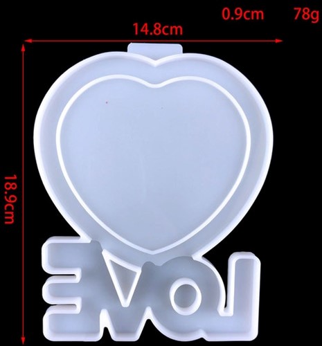 Siliconenmal Fotolijstje Hart Love   voor Epoxy Resin 