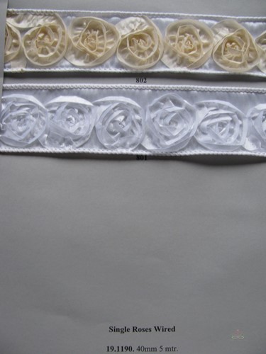 Lint Single Roses Wired 40mm rol 5 meter