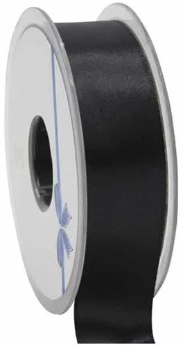 Dubbelsatijn 38mm x 25m Zwart Double Faced Satin Ribbon Dubbelsatijn
