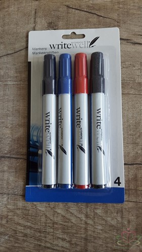 Markeerstiften, markers 4 stuks. op kaart Markeerstiften, markers 4