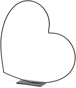  Frame Metalen hart op voet 39 cm zwart LIggend Metalenframe Metal heart lying on base 39cm black