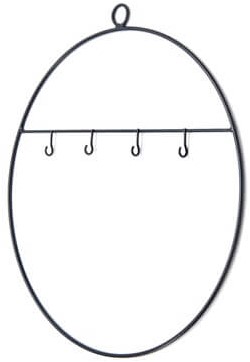 Metalen ring met haakjes Zwart 30cm Metalenframe ring om spulletjes in te hangen
