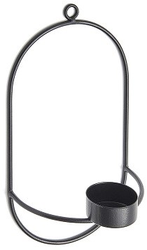 Actie Waxinehouder Metal wall T-light holder 12x20cm black Metalen theelichthouder voor waxinelicht 