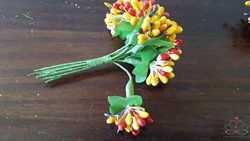 Besjes, blad, meeldraden Geel-oranje / bundel 10 st Scrapbook/corsage