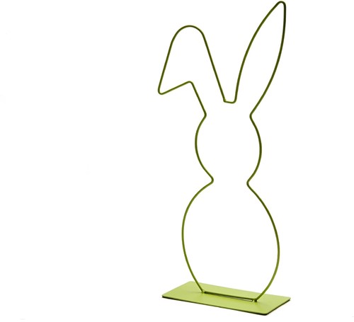 Metalen frame Haas haasje hangend oor op voet 50 cm Lime green Lime groen Metalenframe Metal Bunny on base