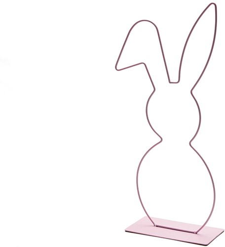 Metalen frame Haas haasje hangend oor op voet 50 cm Roze Metalenframe Metal Bunny on base