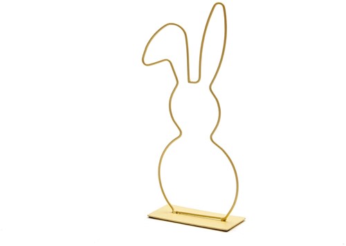 Metalen frame Haas haasje hangend oor op voet 29 cm Geel Metalenframe Metal Bunny on base