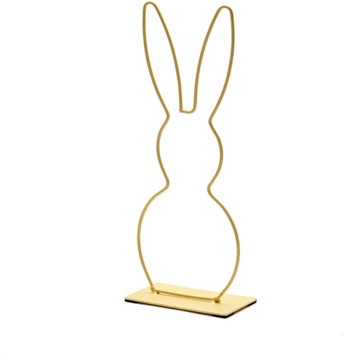 Metalen frame Haas Haasje staand oor op voet 29 cm Geel Metalenframe Metal rabbit on base