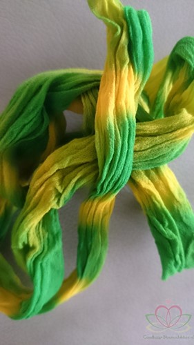 Nylon 29 Groen -Geel 2tonevoor het maken van bloemen, pakje van 5 Nylon
