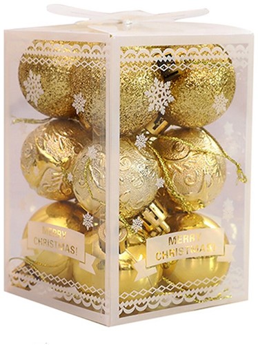 Decoratieve kerstboomballen 4cm doos 12 stuks Goud mooi assortiment ornament Onbreekbare kerstballen