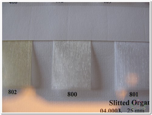 Lint Organza Slitted 25 mm rol 25 m - 003 transp groen Lint Organza Slitted