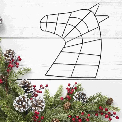Actie Metalen frame Paardenhoofd voor kransen Zwart 35*31 cm 5mm Metalen frame 