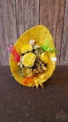 Boekethouder Egg shape sisal decoline 23x17cm. geel Boekethouder Eivorm