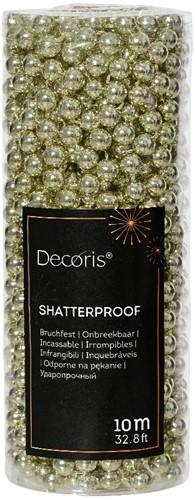 Actie Parelketting, 8 mm WIT MINT /rol +/-10 m Parelguirlande voor bloemschikken, hobby en bruidsdecoratie