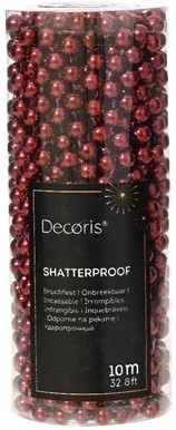 Actie Parelketting, 8 mm Ossenbloed rood Donkerrood rol +/-10 m Parelguirlande voor bloemschikken, hobby en bruidsdecoratie
