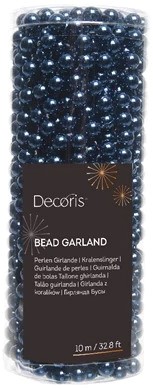 Actie Parelketting, 8 mm Nachtblauw rol +/-10 m Parelguirlande voor bloemschikken, hobby en bruidsdecoratie