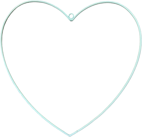 Metalen hart hangend 15 cm Turquoise Metalenframe Metal heart  