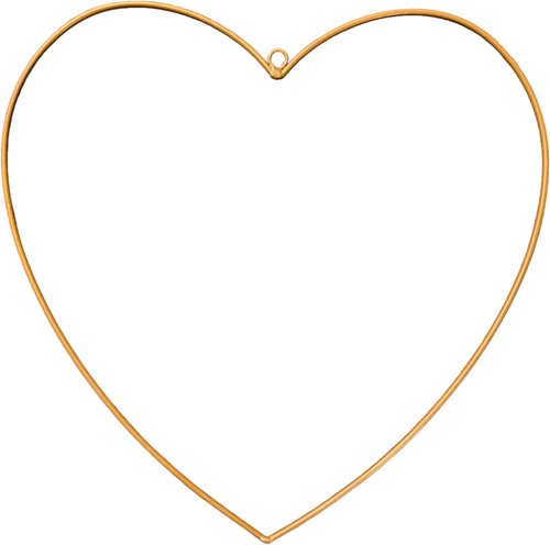Metalen hart hangend 10 cm Goud Metalenframe Metal heart  eenmalig op=op