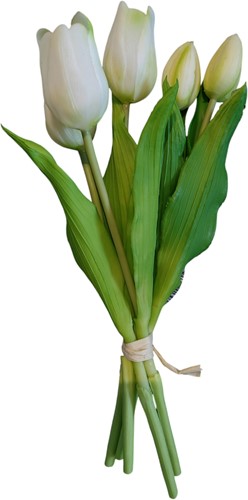 Actie Tulp Tulpen Real Touch WIT Bundel 5st Luxe Siliconen Latex Real Touch Tulpen