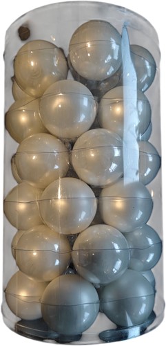 Kerstballen Wit 4 cm. Parelwit doos kerstballen Glas
