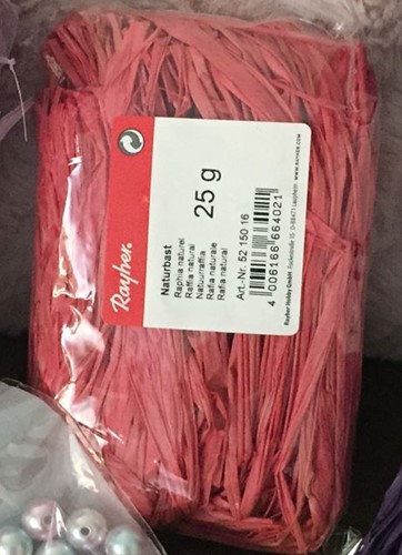 Raffia Natuurraffia 25 gram. Roze Raffia 25 gram