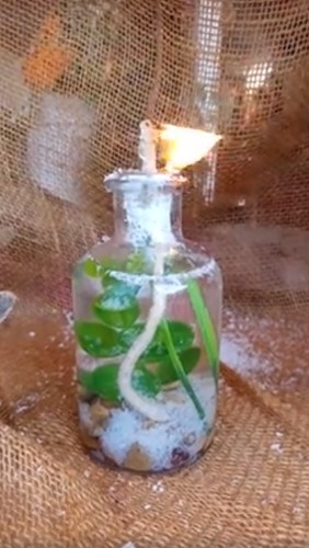 Ronde lont met plaatje voor opening 2,4 cm.  Diameter 4 om ZELF Olielamp te maken Olielamp maken met fles