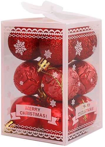 Decoratieve kerstboomballen 4cm doos 12 stuks Rood mooi assortiment ornament Onbreekbare kerstballen
