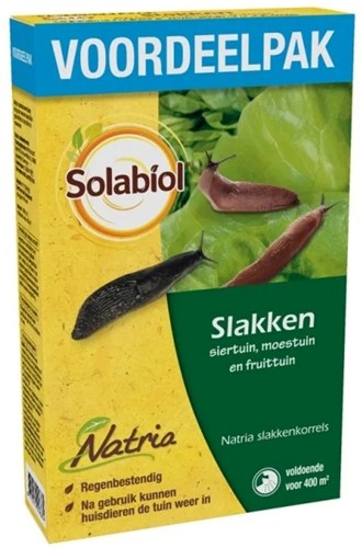 SOLABIOL NATRIA SLAKKENKORREL doos 1 kilo gewasbescherming  slakken naakslakken, slakken bestrijden, slakkenkorrels