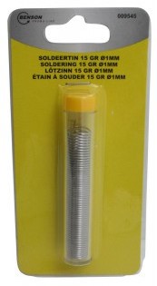 Soldeertin 15 gram. 1mm dikte Soldeertje