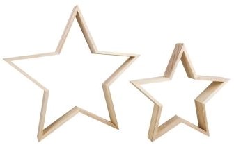 Houten Stervormen  35 + 24,5cm ø Breedte rand 4 cm Set van 2st. – Voor Decoratie en Creatieve Projecten 