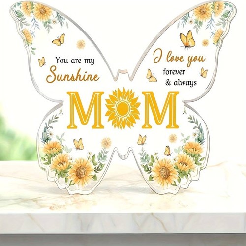 Vlinder van Epoxy met Bloem en Vlinders You are my Sunshine MOM 10*1 cm Gift, geschenk, cadeau, herinnering