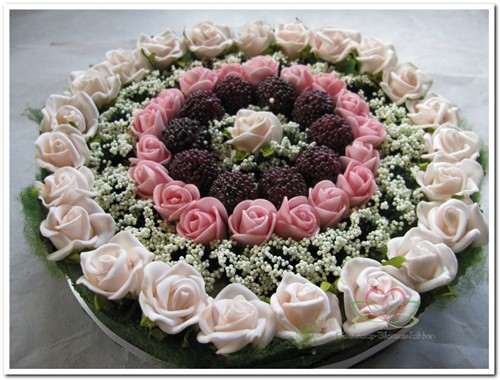 Actie Taart foambloemen- Rose Cake 15 cm. PINKROZE Taart foambloemen