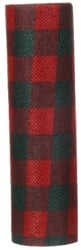 Decostof Tafelloper Tartan rood-groen grote blokken polyester Dessin C  200cm x 14.5cm