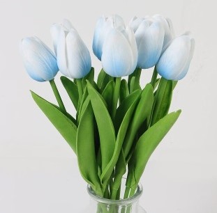Actie Tulp Tulpen 33cm bundel Lichtblauw / Bundel +/-10st Tulpen Real Touch Foam