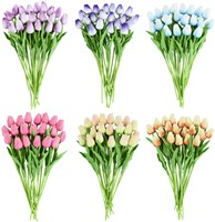 Actie Tulp Tulpen 33cm bundel Lila/wit F13 / Bundel +/-10st Tulpen Real Touch Foam-2