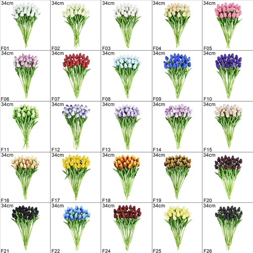 Actie Tulp Tulpen 33cm bundel Lila/wit F13 / Bundel +/-10st Tulpen Real Touch Foam-3