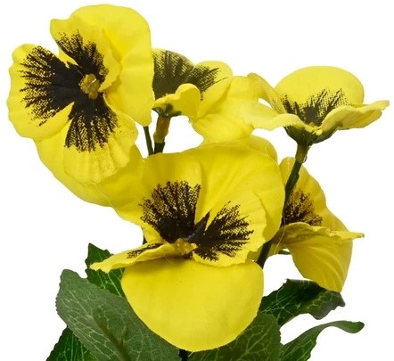 Actie Viool Viooltje zijdebloem Geel Linksonder op foto, dia7.5cm H.18cm / stuk Viola zijdebloem -2