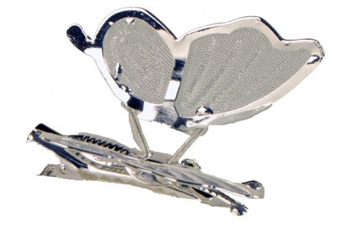 Vleugels Vlinder Clip Zilver (6 Per PK, 4cm.) Vlinder bruidsdeco