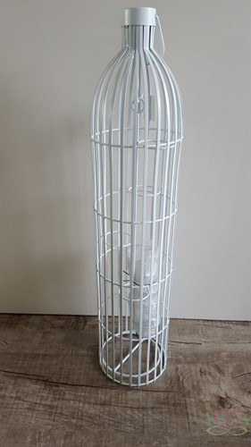 Vogelkooi WIT LARGE met 5 glaasjes 90cm. Vogelkooi WIT