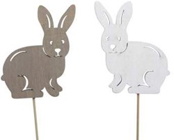 Bijsteker Haasjes konijntjes 2 kleuren Grijs en Wit  +/- 6*8cm pak 16st bijstekers
