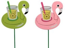 Bijsteker Flamingo 2 kleuren Groen en Roze  +/- 7.5*7cm pak 12st bijstekers