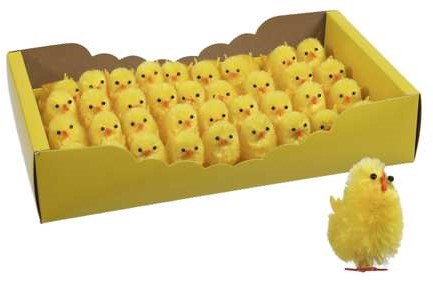 Chenille kuikentjes geel 4 cm. doos 36 stuks kuikens kuikentjes chickens  