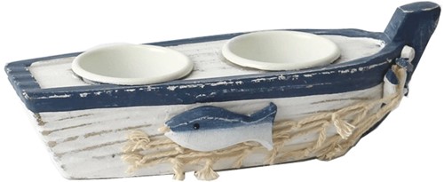Maritiem Bootje 19cm. voor 2 waxinelichtjes Maritiem Bootje 19cm.